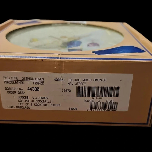 Contemporary Philippe DeshoulieresPorcelain Wine &Cheese Canapé Plates Set of 6 - Picture 6 of 6